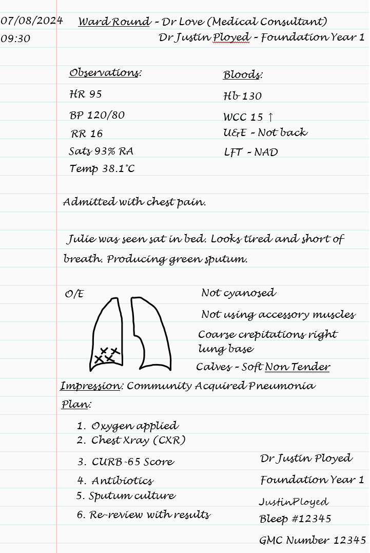 How to document on the wardround. Ward Note taking guide for doctors and medical students.